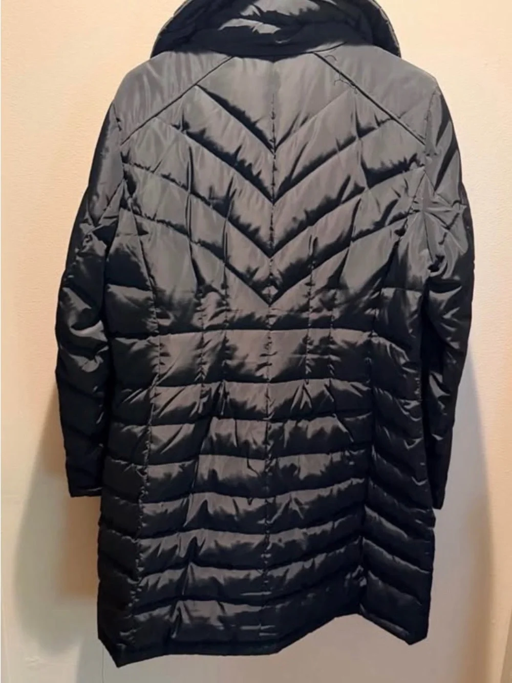 Michael Kors Black Quilted Long Puffer Coat with Gold Hardware